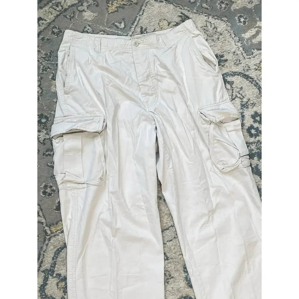 J.Crew Mens Cargo Pants 32x31 White Cotton Military Utility Straight Casual